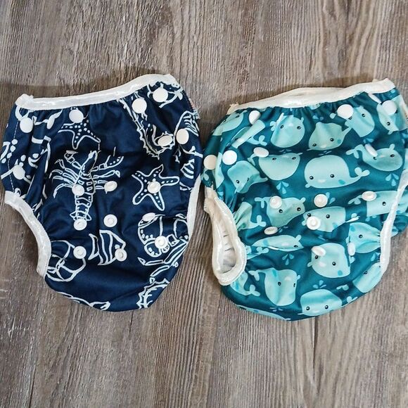Baby Swim Diapers 2pcs Reuseable Washable & Adjustable Sz S NWOT - Picture 1 of 7